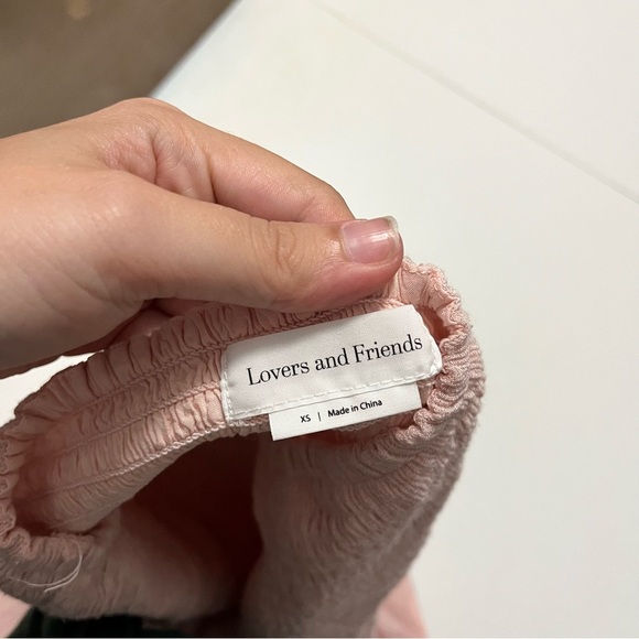 Lovers and Friends Fielle Midi Dress Pink Crinkle Gauze Strapless Smocked XS X1 - Picture 5 of 8